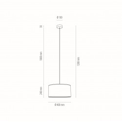 Suspension base Métal Noir et abat jour Tissu Noir , 1xE27 max. 60W, NEVOA, 154920104