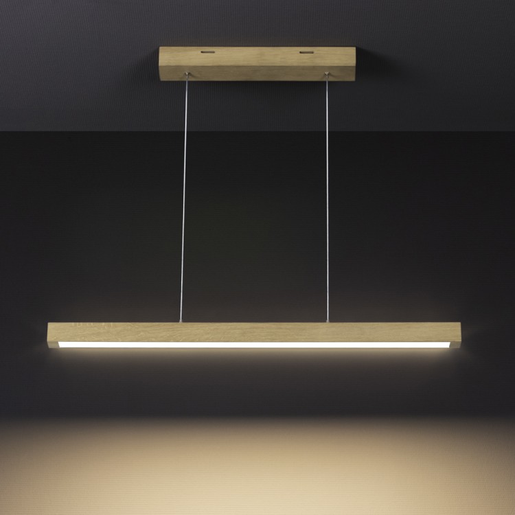 Suspension en Chêne Huilé, Design Contemporain, avec Variateur Tactile, SMAL 2 LED