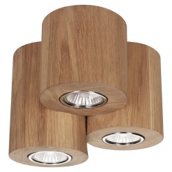 BRITOP,Plafonnier en Chêne Huilé, Design Triple Cylindre, avec 3 Ampoules,  WOODDREAM,2566374