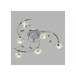 Suspension, 6 lumieres, metal alu, chrome