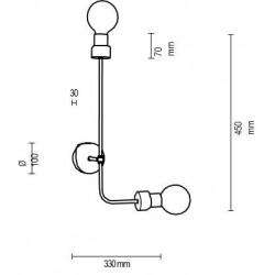 Applique en Chêne huilé et Métal Noir, 2xE27 max 60W - 105x420 mm, MONTIX