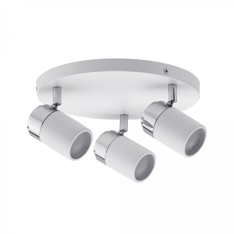 Plafonnier à Spots Zyli IP44 Max. 3x10W GU10 Blanc/chrome 230V métal