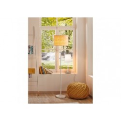 Lampe à poser Neordic Stellan max.1x20 W E27 blanc/bois 230 V tissu/métal/bois