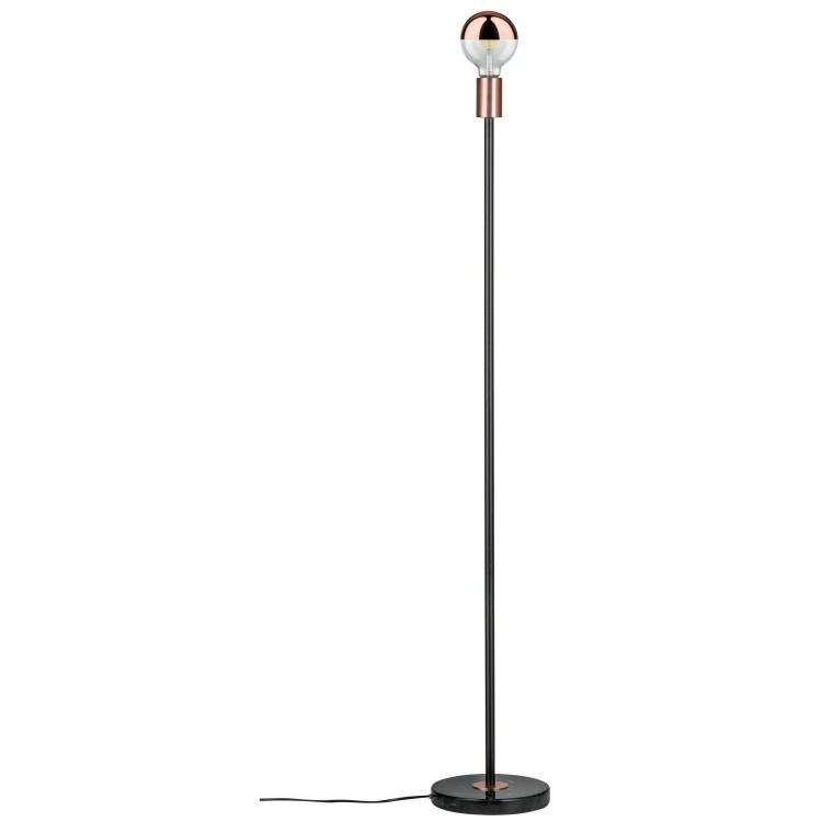 Neordic Nordin Lampadaire max 1x20W E27 Noir/Cuivre mat 230V Marbre/Métal