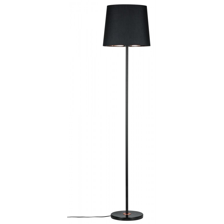 Neordic Enja Lampadaire max 1x20W E27 Noir/Cuivre 230V Tissu/Marbre/Métal