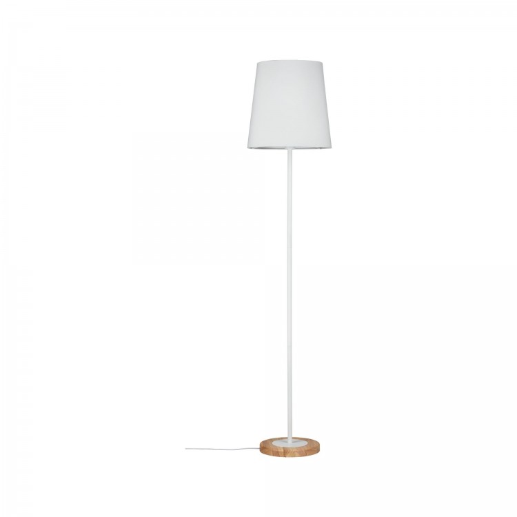 Neordic Stellan Lampadaire max 1x20W E27 Blanc/Bois 230V Tissu/Métal/Bois