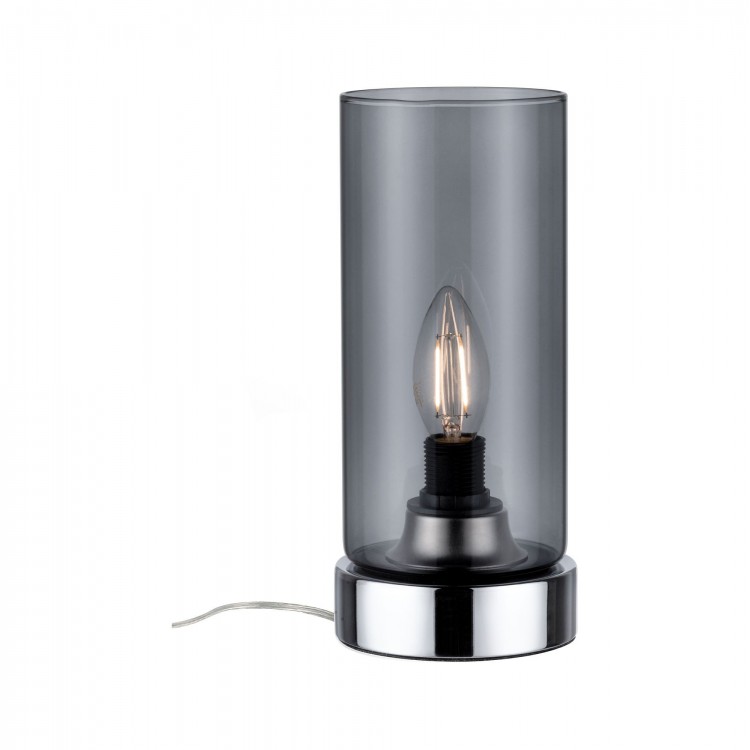 Lampe à poser Pinja max.1x20W E14 Chr/verre fumé br 230V métal/verre