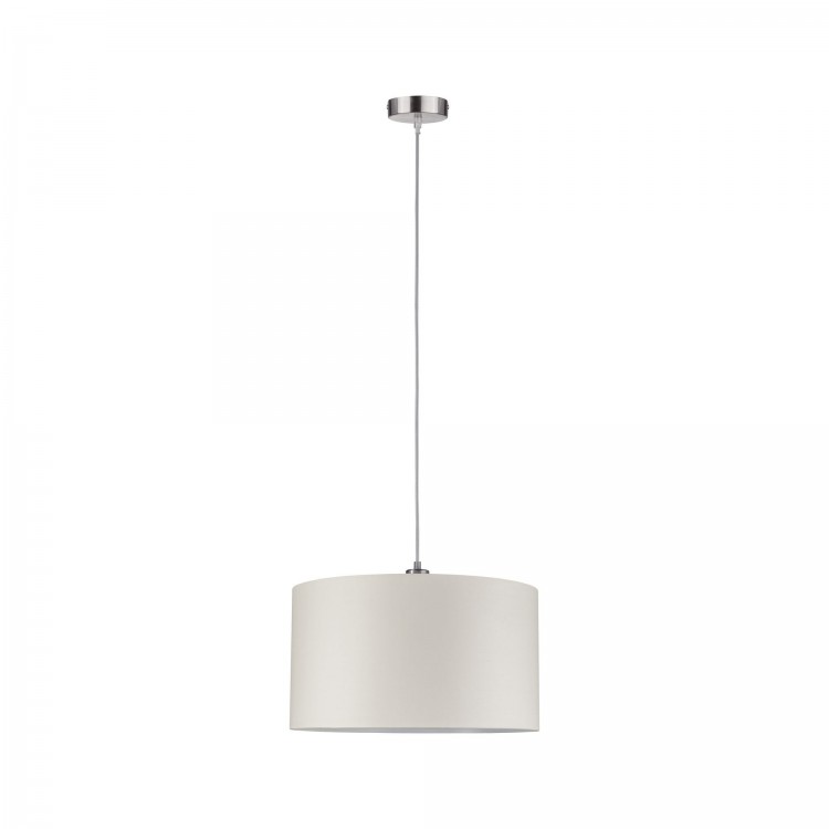 Suspension Tessa max 1x60W E27 Crème Acier brossé 230 V, métal/tissu