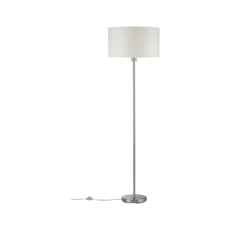 Lampadaire Tessa max 1x60W E27 Crème Acier brossé 230 V, métal/tissu