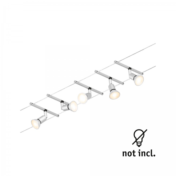 Corduo Sys de câb Set Salt max5x10W chr mat/chrome GU5,3 12V DC 60VA pla/métal