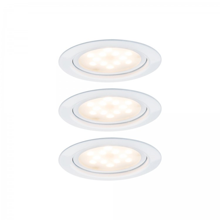 Kit encastrés meuble LED 3x4,5W 6VA 230V/350mA 65mm blanc/métal