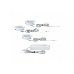 Kit encastrés meuble LED 3x4,5W 6VA 230V/350mA 65mm blanc/métal