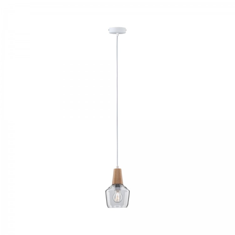 Lum en suspension Neordic Ylvie max1x20W E27 clair/bois 230V verre/bois