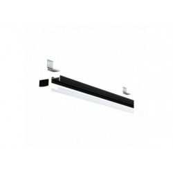 Square Profilé avec diffuseur blanc 2m noir anodisé/Blanc Alu/plastique