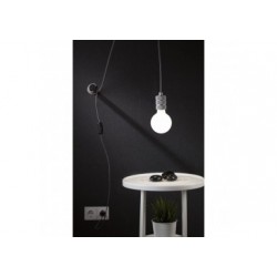 Suspension Neordic Tilla avec prise max20W E27 gris aluminium 230V tissu/mét