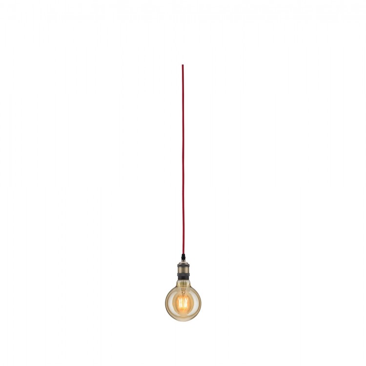 Suspension Neordic Eldar avec prise max 1x20W E27 Rouge/Nick bros 230V Métal