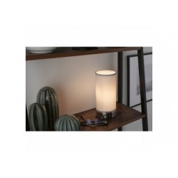 Lampe à poser Pia max.1x25W E14 Blanc/Acier brossé 230V métal/tissu