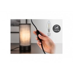 Lampe à poser Pia max.1x25W E14 Noir mat/Gris 230V Métal/tissu